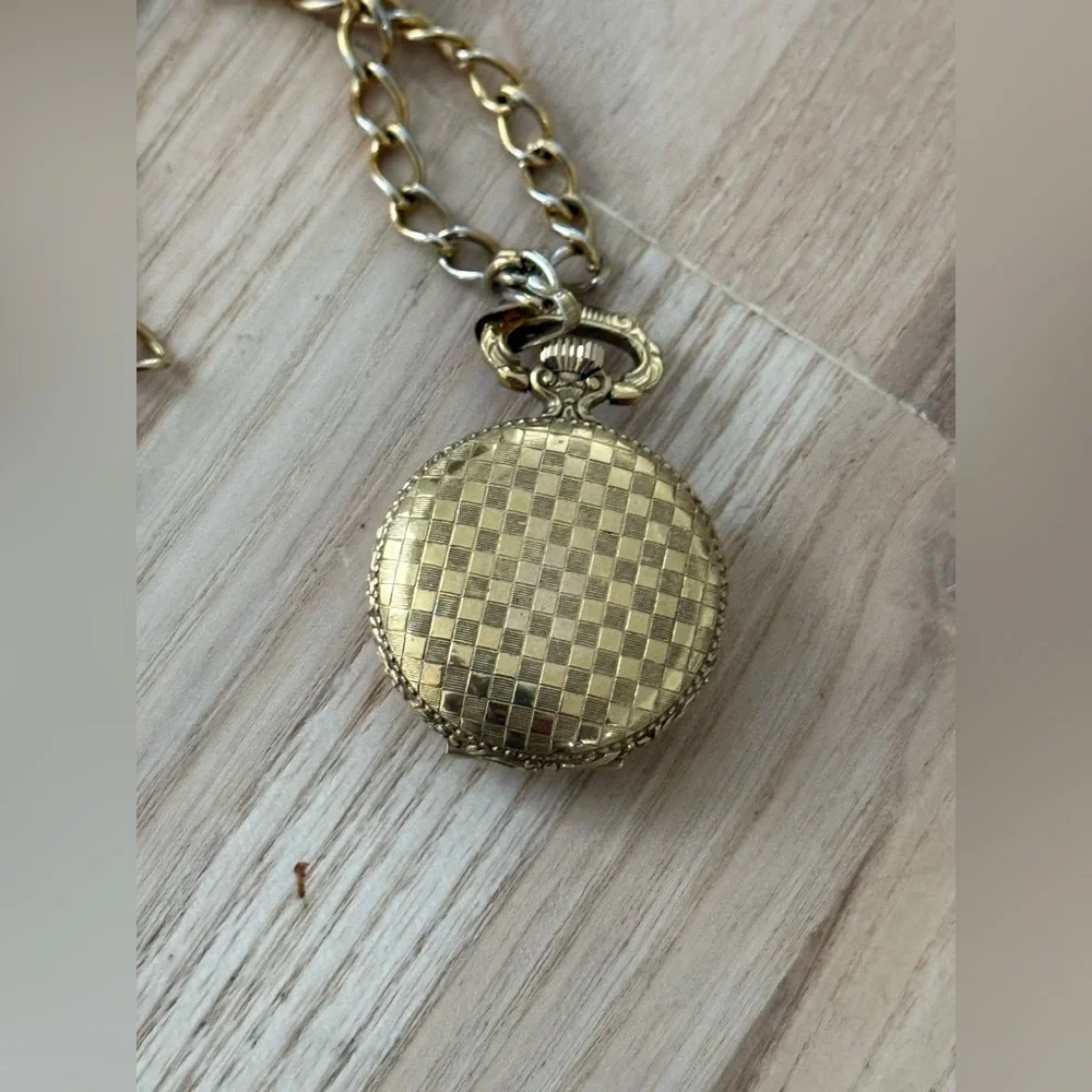 Wittnauer Pocket Watch Super Rare Mechanical Gold Dial Checkered Case Works